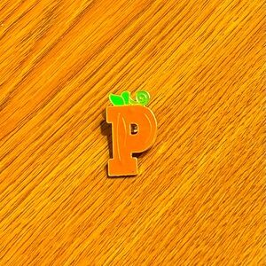Women’s Accessories Cute Fun  Orange Letter P Pin with Green and Gold Accents
